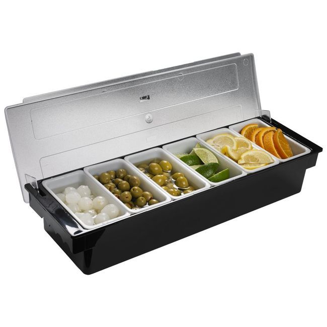 Browne Black 6 Compartment Condiment Holder, 20 X 5 X 6.5 In