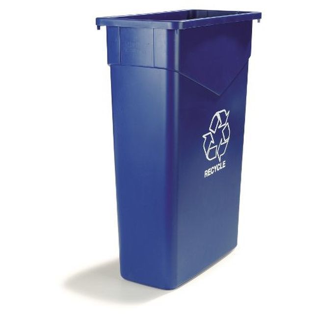 Carlisle 342023rec14 Trimline Blue Polyethylene Rectangle Recycle Trash Can, 23 Gal Capacity