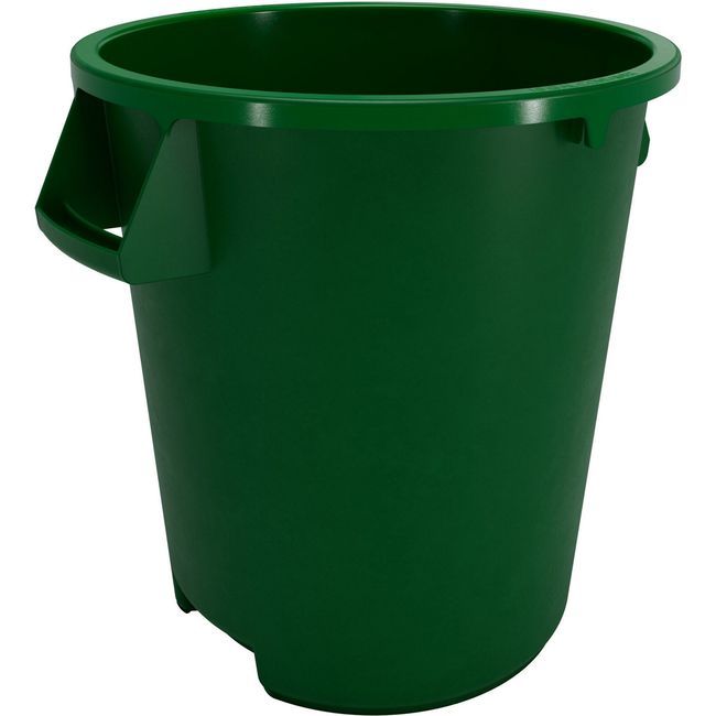 Carlisle 84101009 Bronco Polyethylene Round Green Trash Can, 10 Gal Capacity