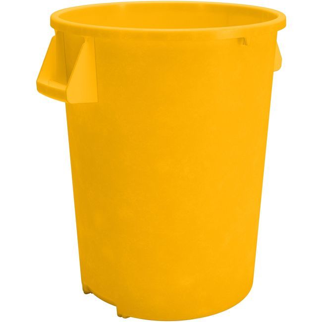 Carlisle 84103204 Bronco Polyethylene Yellow Round Trash Can, 32 Gal Capacity