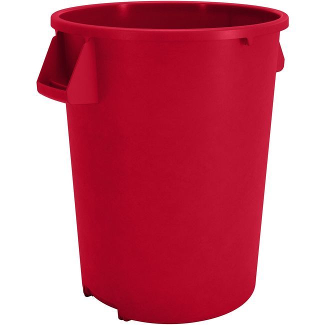 Carlisle 84103205 Bronco Polyethylene Red Round Trash Can, 32 Gal Capacity