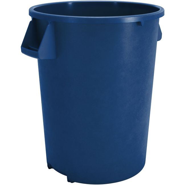 Carlisle 84103214 Bronco Polyethylene Blue Round Trash Can, 32 Gal Capacity