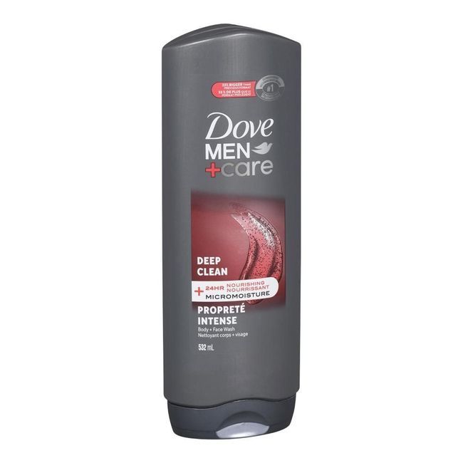 Dove Men Plus Care Deep Clean Body Plus Face Wash, 532 Ml -- 4 Per Case