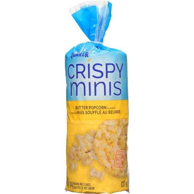 Quaker Crispy Minis Butter Popcorn Flavour Large Brown Rice Cakes, 127 G -- 12 Per Case