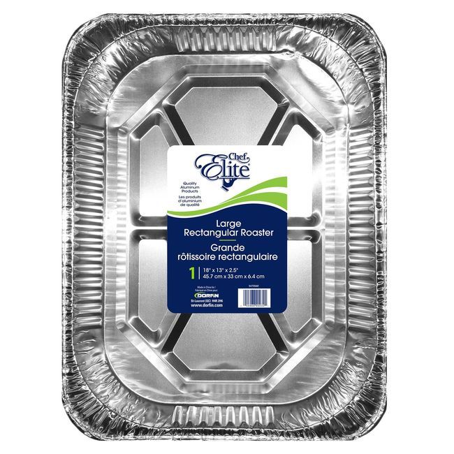 Chef Elite Large Rectangular Roaster, 18 X 13 X 2.5 In -- 50 Per Case