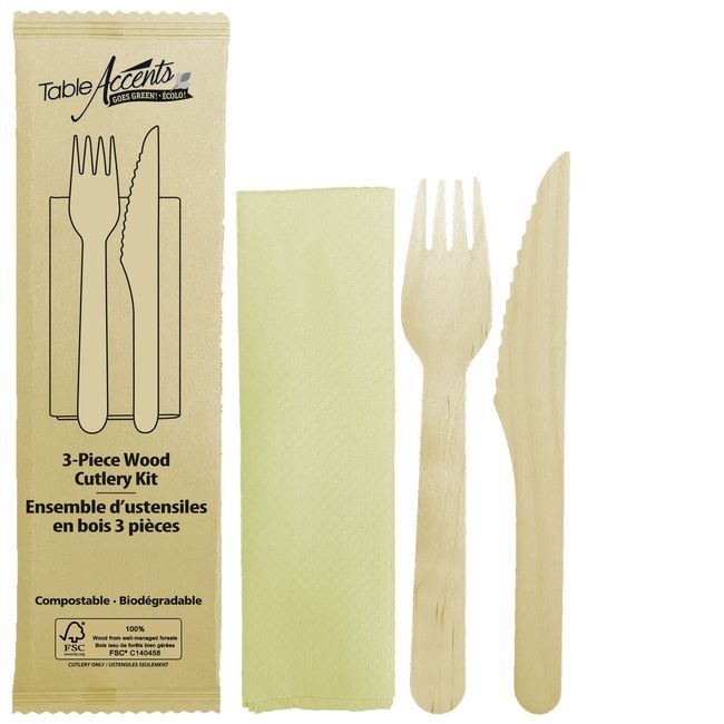 Table Accents Birch Wood 3-piece Food Kit -- 250 Per Case