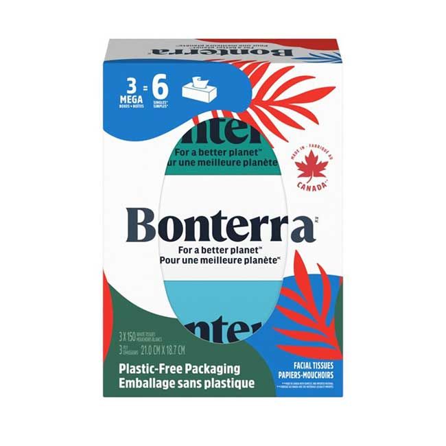 Bonterra 3-ply Mega Facial Tissue, 3 Count -- 12 Per Case