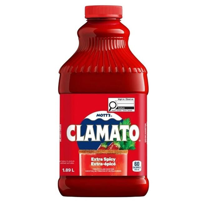 Clamato Extra Spicy Tomato Clam Juice Cocktail, 1.89 L -- 8 Per Case