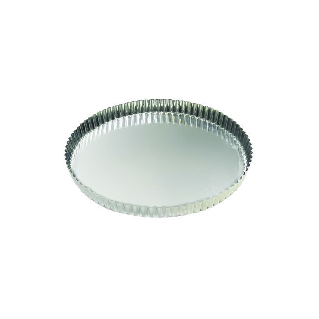 Gobel Tin Plate Round Fluted Tart Mold With Fixed Bottom, 7.87 In Diameter X 0.98 In Height Cavity