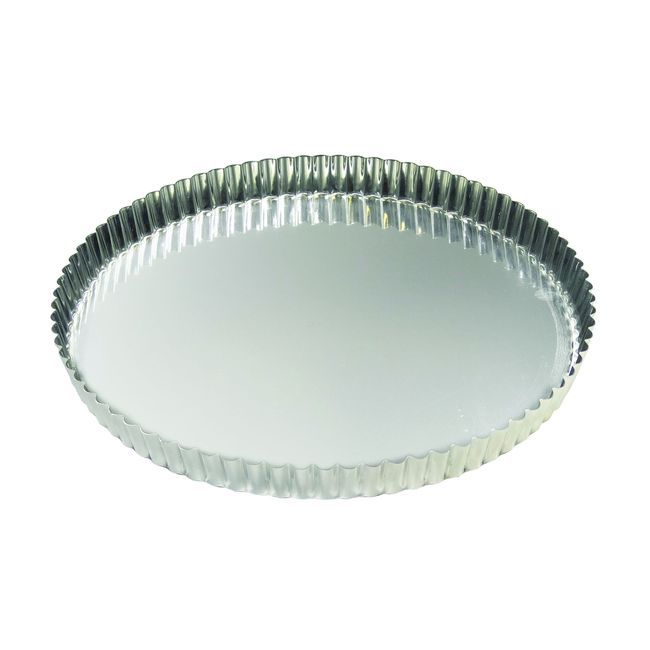 Gobel Tin Plate Round Fluted Tart Mold With Fixed Bottom, 10.6 In Diameter X 1 In Height Cavity