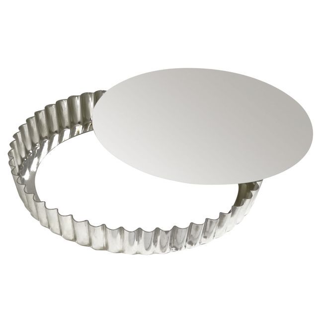 Gobel Tin Plate Round Fluted Tart Mold With Removable Bottom, 11 In Diameter X 1 In Height Cavity