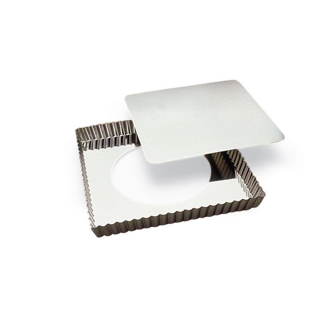 Gobel Tin Plate Square Fluted Tart Mold With Removable Bottom, 9.1 In Diameter X 1.1 In Height