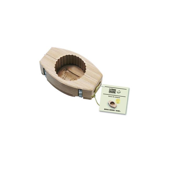 Louis Tellier Round Cow Beechwood Fluted Butter Mold, 6.2 X 3.5 X 2 In