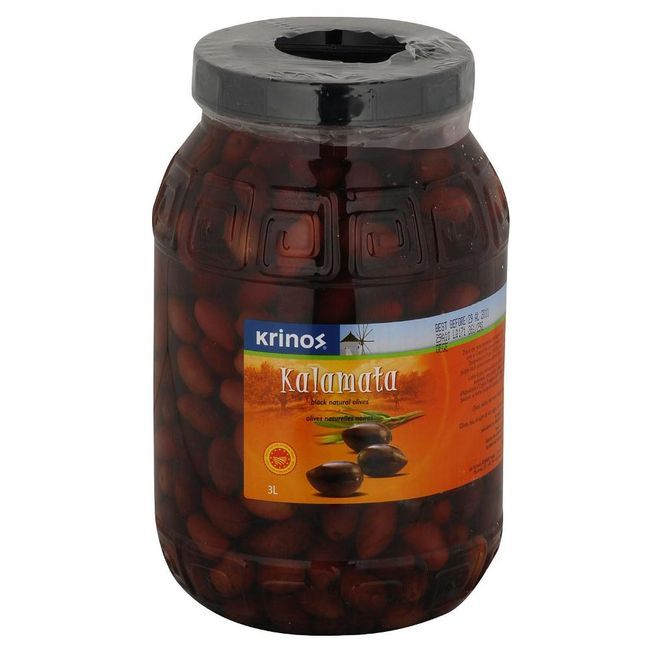 Krinos 231/260 Black Large Kalamata Olives, 3 L -- 6 Per Case