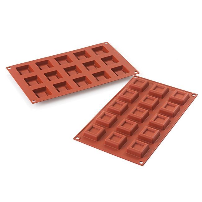 Silikomart Siliconflex Alimentary Silicone 15 Cavities Mini Square Dessert Mold, 1.5 In Length X 1.5 In Width X 0.51 In Height