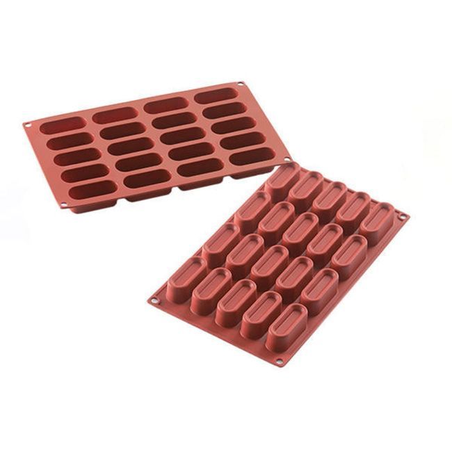 Silikomart Siliconflex 20-cavity Mini Dessert Mold, 2.36 In Length X 0.95 In Width X 1.25 In Height