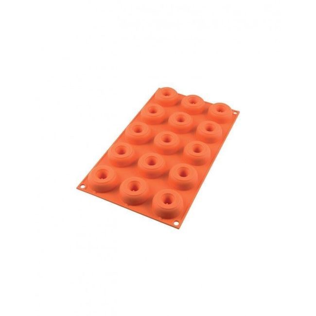 Silikomart Siliconflex 15 Cavities Mini Donuts Mold, 1.77 In Diameter X 0.75 In Height Cavity