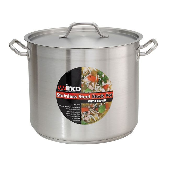 Winco Sst-8 Stainless Steel Stock Pot With Cover, 8 Qt Capacity
