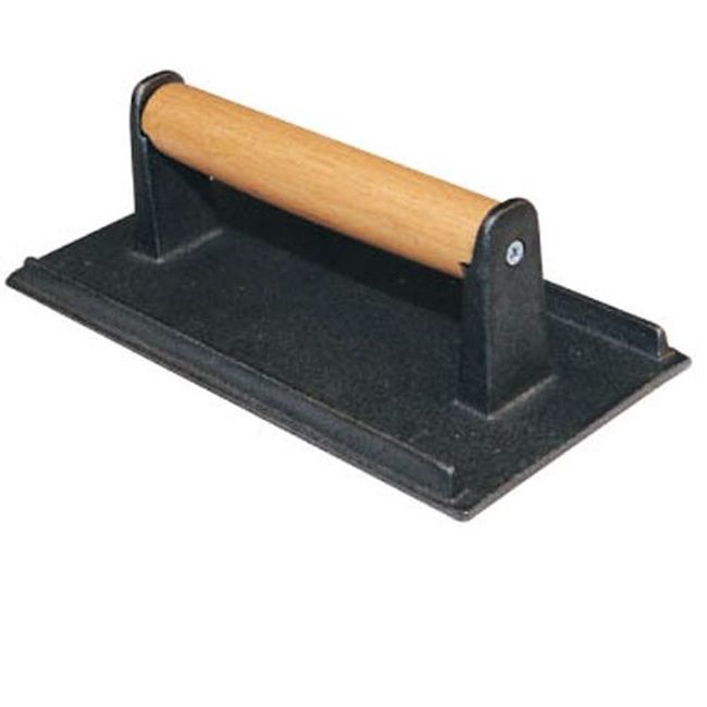 Winco Swa-2 Cast Iron Steak Weight With Wood Handle, 4.25 X 8.25 In