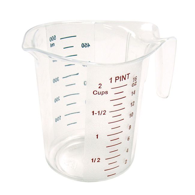 Winco Pmcp-50 Polycarbonate Clear Measuring Cup With Color Graduations, 1 Pt Capacity