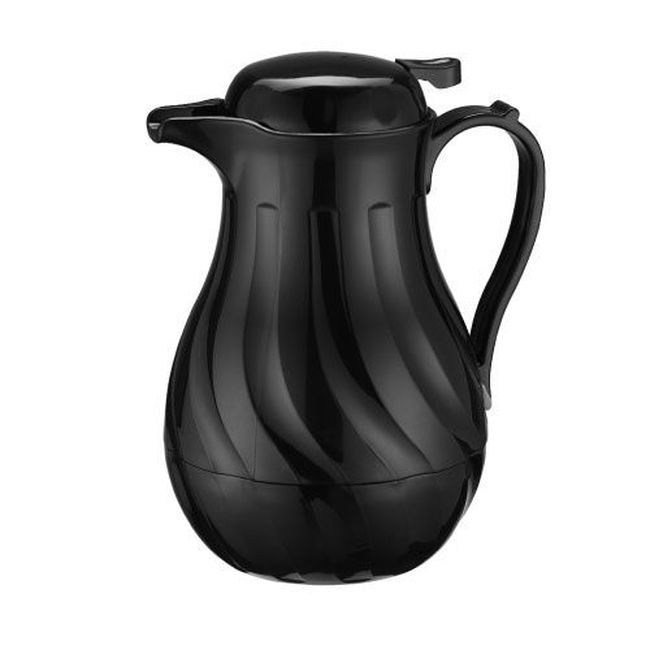 Winco Vsw-42k Black Plastic Insulated Beverage Carafe With Swirl Pattern, 42 Oz Capacity