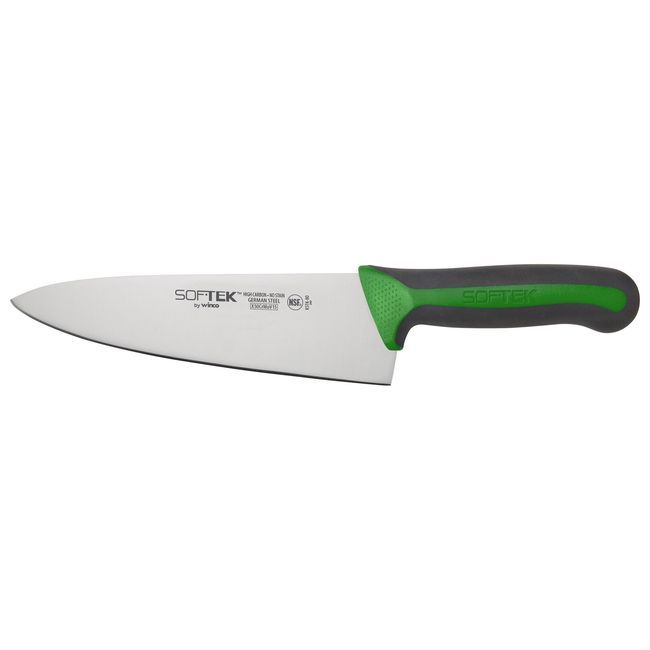 Winco Kstk-80g Sof-tek Green Handle Chef's Knife, 8 In
