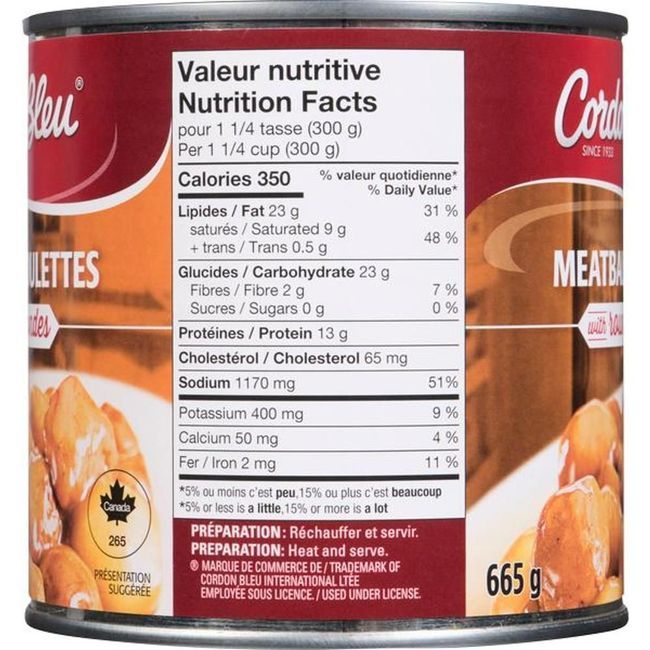 Cordon Bleu Meatballs In Gravy With Round Potatoes, 665 G -- 12 Per Case