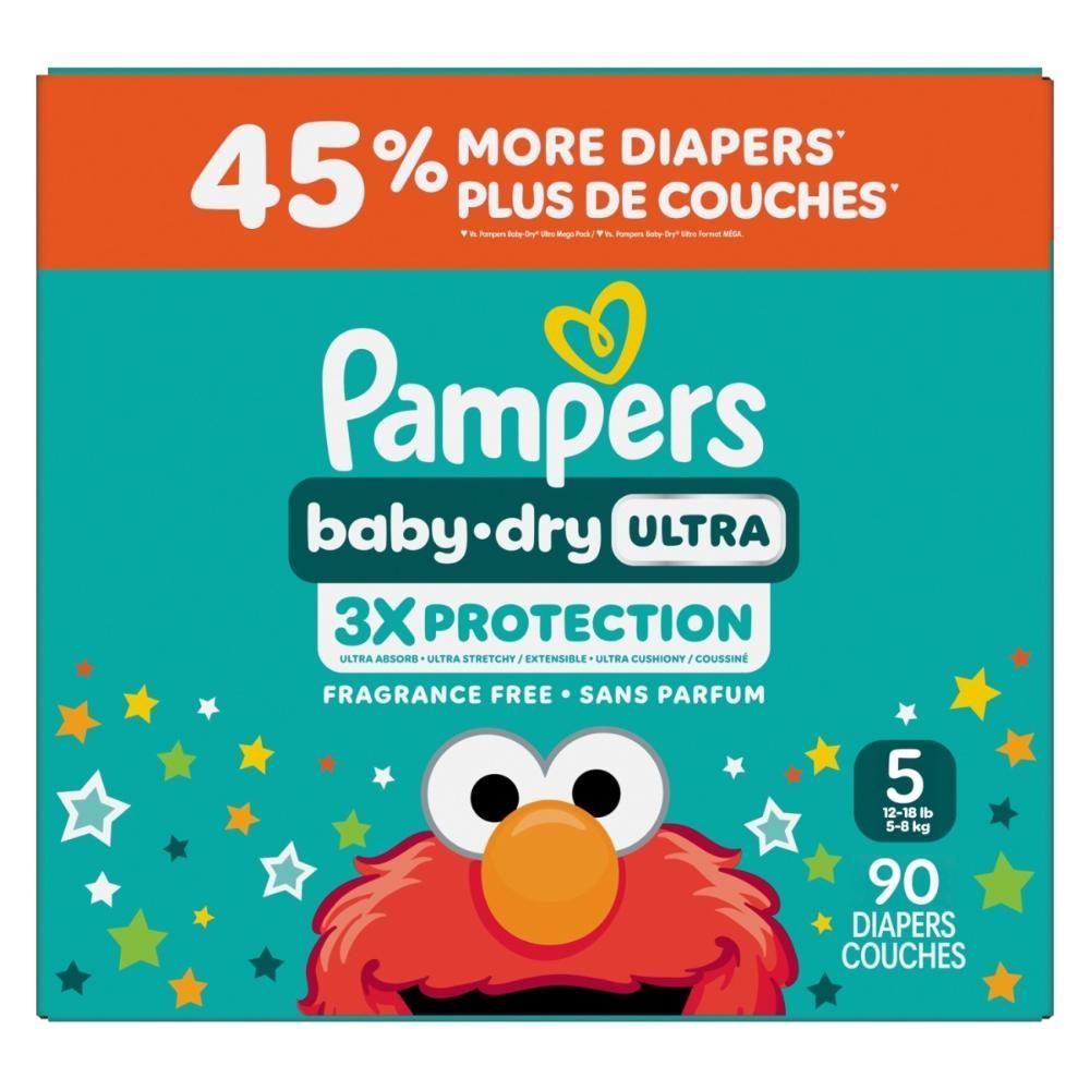 Pampers Baby Dry Ultra Size 5 Diapers For Junior, 90 Count