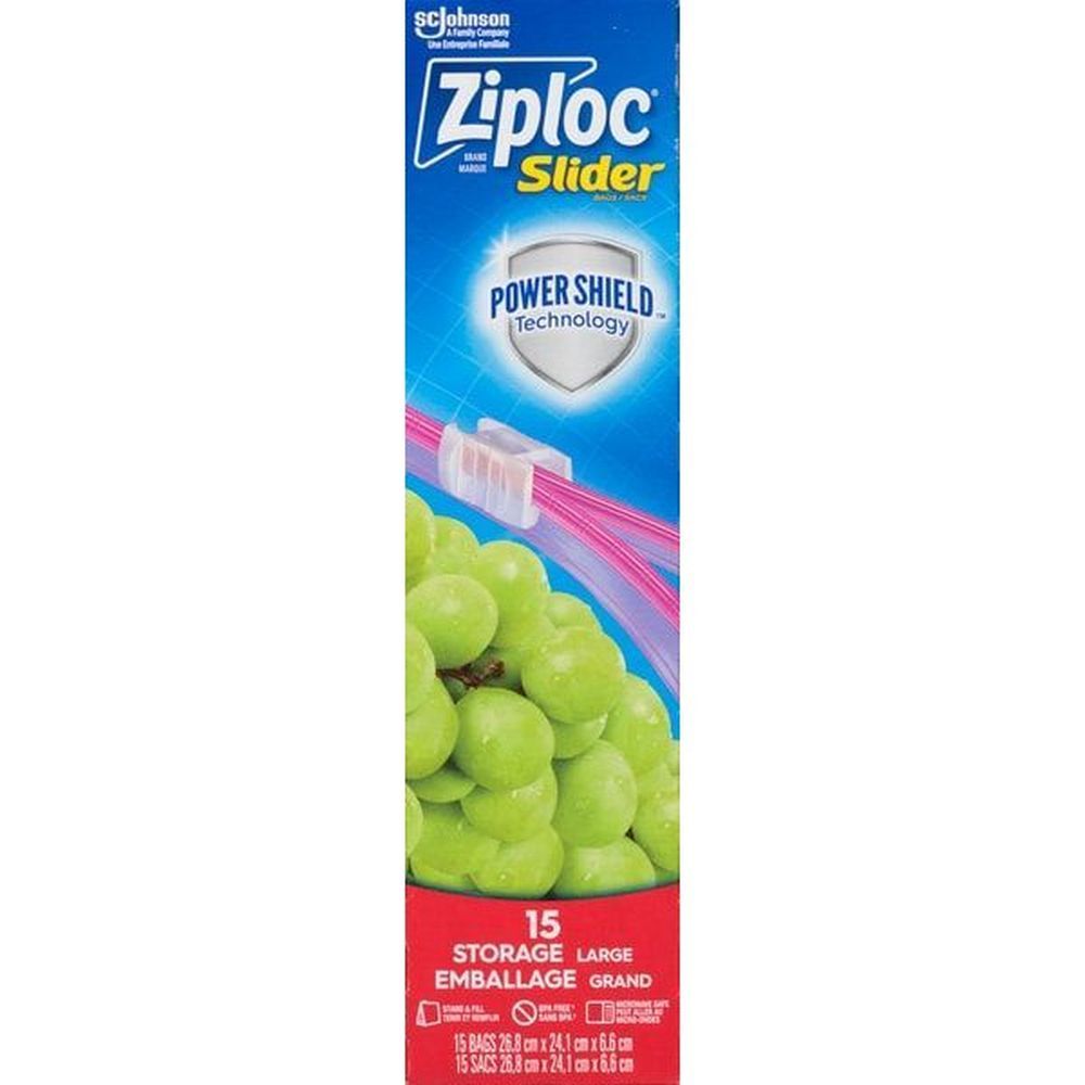 Ziploc Large Slider Storage Bag, 15 Count -- 12 Per Case