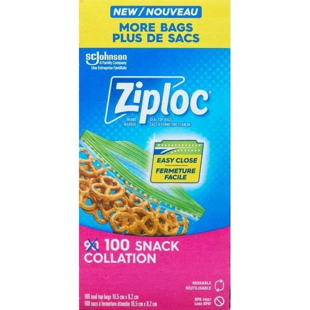Ziploc Resealable Snack Bag, 90 Count -- 12 Per Case