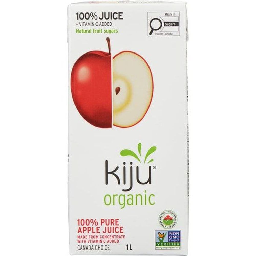 Kiju Organic 100 Percent Pure Apple Juice, 1 L -- 12 Per Case