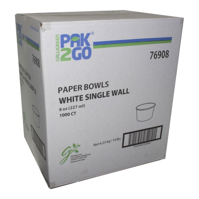 Pack N Eat Single Wall White Paper Bowl, 8 Oz -- 1000 Per Case