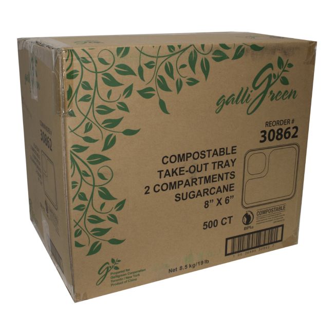 Galligreen 2-compartment Nacho Tray, 8 X 6 In -- 500 Per Case