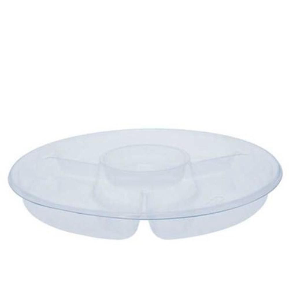 Pactiv 12 In Clear Round 5 Compartment Deep Tray, 25 Count