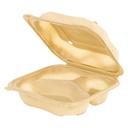 8.35 x 8.32 x 2.88 in Kraft Polypropylene 3 Compartment Hinged Container