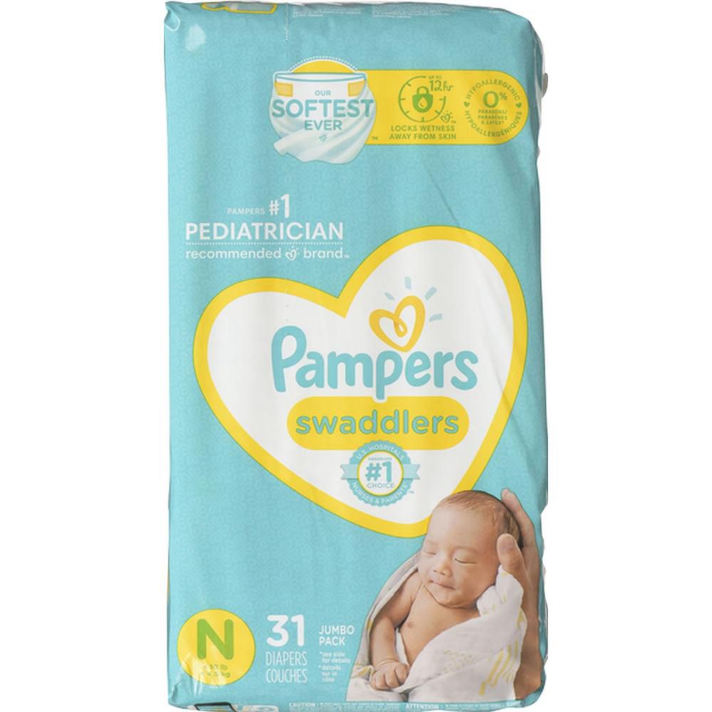 Pampers Swaddlers New Born Size 0 Baby Diaper, 31 Count -- 4 Per Case