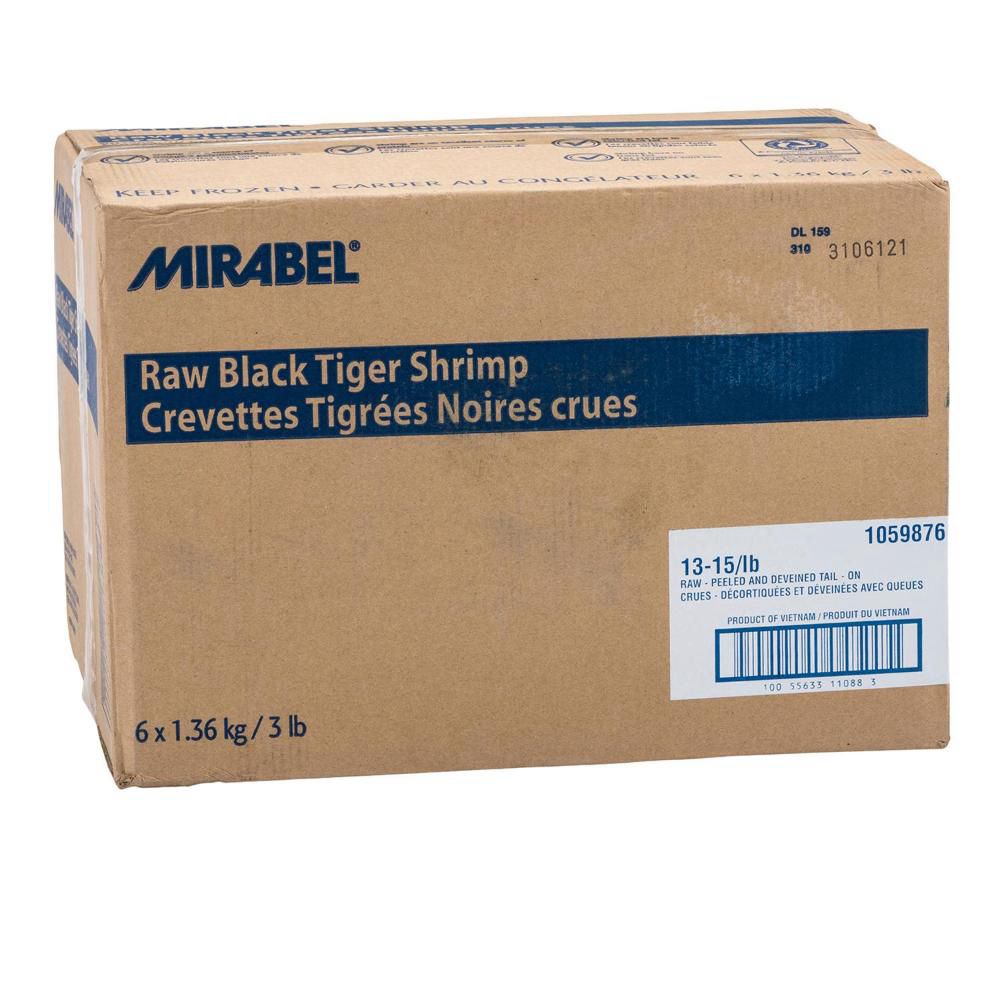 Mirabel 13-15 Peeled Deveined Black Tiger Tail On Shrimp, 1.36 Kg -- 6 Per Case