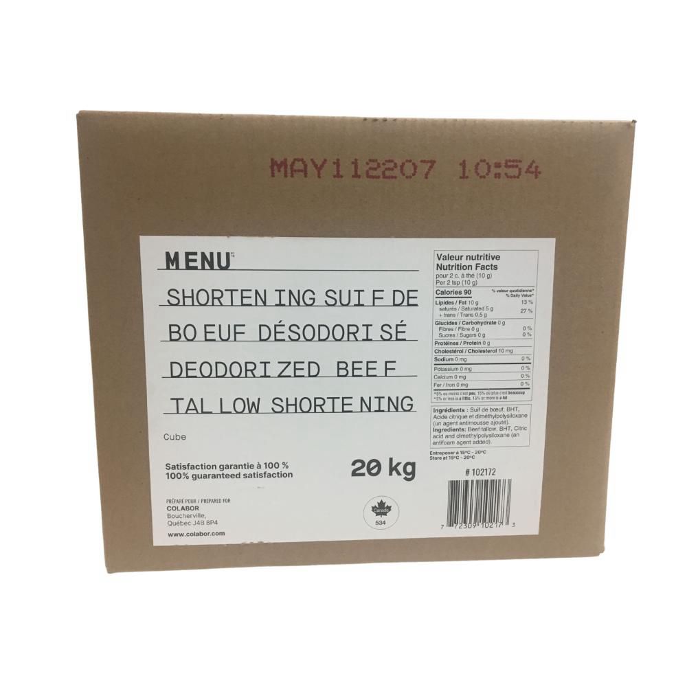 Menu Deodorized Frying Shortening Beef Cube, 20 Kg