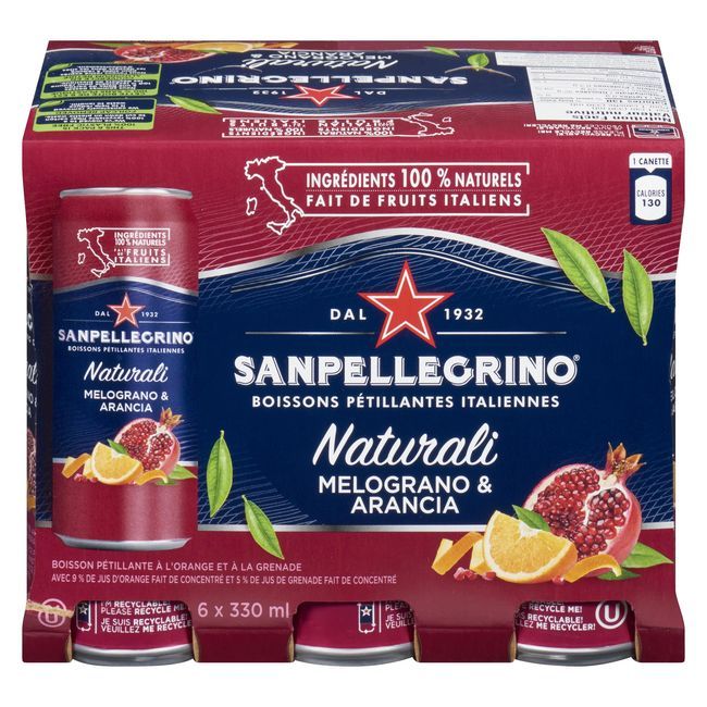 San Pellegrino Naturali Melograno And Aran Sparkling Drink, 330 Ml -- 24 Per Case