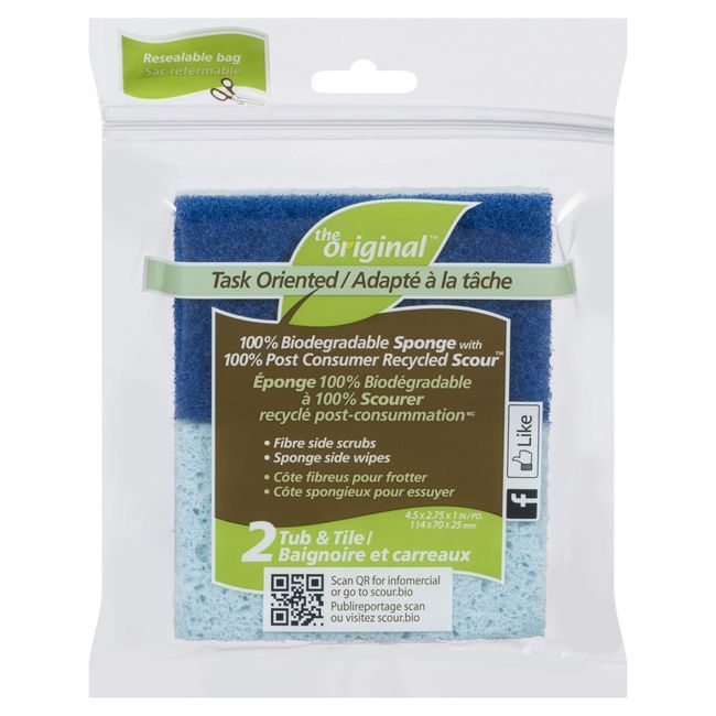 The Original Tub And Tile Sponge Scour, 2 Count -- 12 Per Case