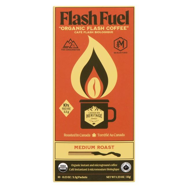 Canadian Heritage Organics Flash Fuel Medium Roast Coffee, 35 G -- 10 Per Case