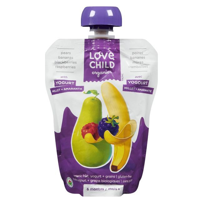 Love Child Organic Pears Bananas Blackberry Raspberry Yogurt, 128 Ml -- 12 Per Case
