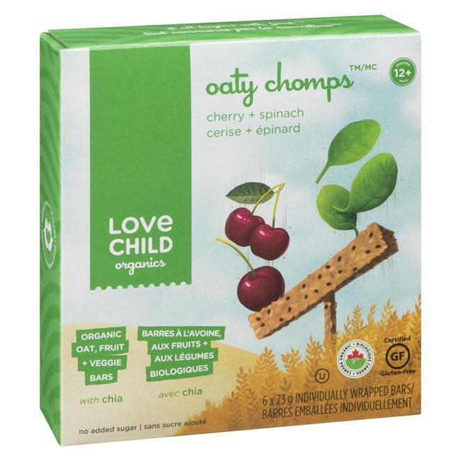 Love Child Oaty Chomps Cherry Spinach Snack Bar, 138 G -- 8 Per Case