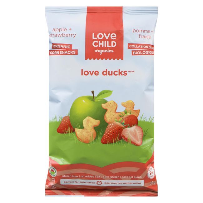 Love Child Love Ducks Apple Strawberry Corn Snacks, 30 G -- 8 Per Case