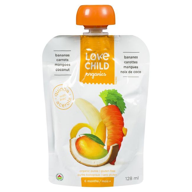 Love Child Bananas Carrots Mangoes Coconut Puree, 128 Ml -- 12 Per Case
