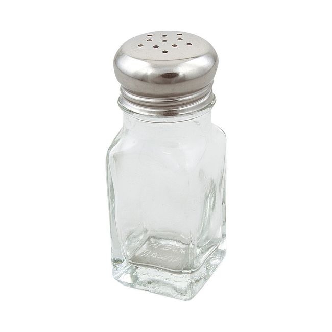 2 oz Square Glass Salt and Pepper Shaker with Stainless Steel Top