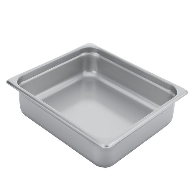 Browne 304 Stainless Steel 22 Gauge Anti Jamming Two Third Size Steam Table Pan, 4 In Deep