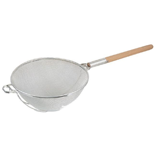 Browne Double Mesh Heavy Duty Strainer With Wood Handle, 14 In