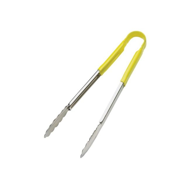 Stainless Steel PVC Coating One-Piece Yellow Coloured Handle Tongs