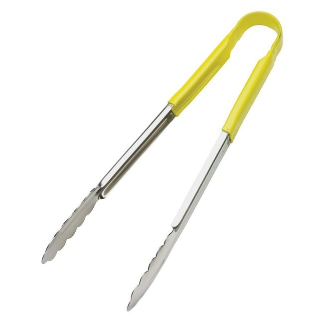 Stainless Steel PVC Coating One-Piece Yellow Coloured Handle Tongs